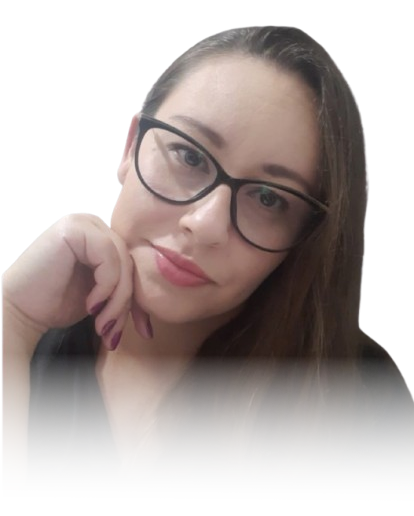 Foto, Psicóloga Fenanda Santos, vestindo blusinha preta e fundo transparente